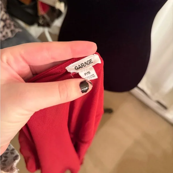 Garage Red Ruffle Tie-Front Blouse - Picture 2 of 6